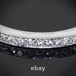 0.75 Ct VVS1/D Round Diamond Vintage Pave Set Eternity Ring Silver Lab Created