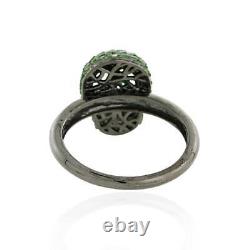 1.07ct Natural Tsavorite Vintage Look Skull Ring 925 Sterling Silver