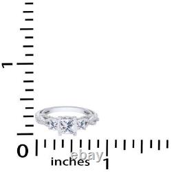 1 1/2Ct Simulated Diamond Vintage Style Ring 14K White Gold Over Bridal Wedding