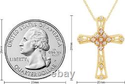 1/10 Ct Natural Round Diamond Vintage Style Cross Pendant Necklace 18 Silver