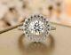 1.27ct Round Cut Simulated Diamond Solitaire Halo Wedding Ring 925 Silver