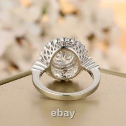 1.27CT Round Cut Simulated Diamond Solitaire Halo Wedding Ring 925 Silver