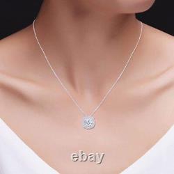 1.33Ct Lab Created Moissanite Diamond Vintage Flower Pendant Necklace 925 Silver