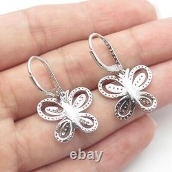 1.50Ct Lab Created Diamond Butterfly Drop Dangle Earrings 14K White Gold Plated
