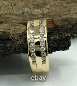1.60 Ct Round Simulated Diamond Eternity Engagement Band Ring Yellow Gold Plated