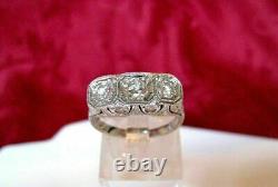 1.7Cttw White Round Cut Three Stone Vintage Engagement Ring 925 Sterling Silver