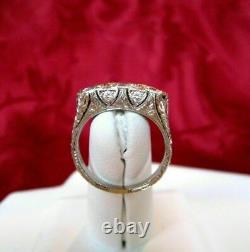 1.7Cttw White Round Cut Three Stone Vintage Engagement Ring 925 Sterling Silver