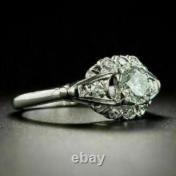 1.80 CT Round Vintage Engagement Ring Natural Moissanite White Gold Plated