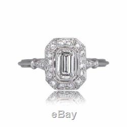 1.80CT Antique Art Deco Emerald Cut Diamond Engagement Ring 925 Sterling Silver