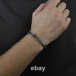 10MM Foxtail Sterling Silver Square Foxtail Bracelet, Handmade Men Bracelet