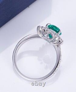 10X8 MM Vintage Lab Emerald Pear Cut 925 Sterling Silver Engagement Women Ring