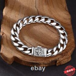 11MM Solid 925 Sterling Silver Cuban Link Vintage Bracelet Mens Hip Hop Jewelry