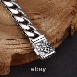 11MM Solid 925 Sterling Silver Cuban Link Vintage Bracelet Mens Hip Hop Jewelry
