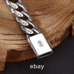 11MM Solid 925 Sterling Silver Cuban Link Vintage Bracelet Mens Hip Hop Jewelry