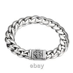 11MM Solid 925 Sterling Silver Cuban Link Vintage Bracelet Mens Hip Hop Jewelry