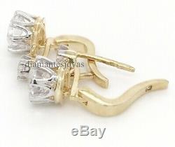 14K Gold Over Vintage 4.00Ct Round White Diamond Art Deco English Lock Earring