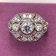 14k Gold Over Vintage Edwardian Art Deco Ring 1.3ct Round White Diamond Era 1925