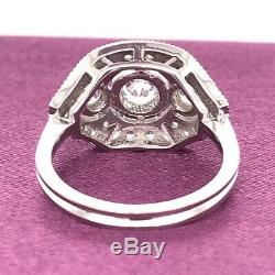 14K Gold Over Vintage Edwardian Art Deco Ring 1.3Ct Round White Diamond Era 1925