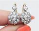 14k Gold Over Vintage Victorian Art Deco Floral 3.21ctw Diamond Halo Earrings