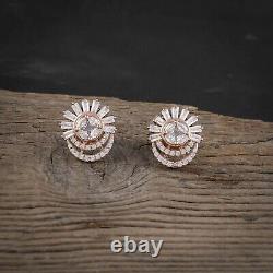 14K Rose Gold Plated 2.00Ct Round Cut Lab Created Diamond Women's Stud Earring