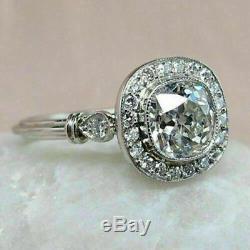 14K White Gold Over 3 Ct Diamond Ring Vintage Antique Wedding Ring