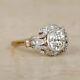 14k White Gold Over Circa Antique Engagement Ring Vintage Edwardian 2 Ct Diamond