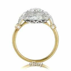 14K White Gold Over Circa Antique Engagement Ring Vintage Edwardian 2 Ct Diamond