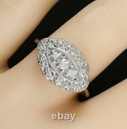 14K White Gold Over Engagement Antique Vintage Retro Ring 2.66 Ct Round Diamond