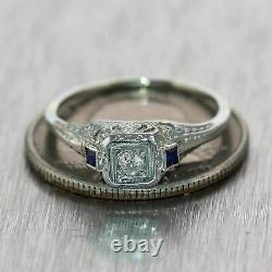 14K White Gold Over Vintage Art Deco Antique Engagement Ring 1 Ct Diamond