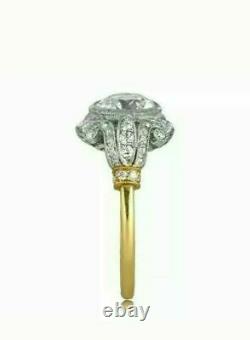 14K Yellow Gold Over Vintage Antique Engagement Art Deco Ring 1.54 Ct Diamond