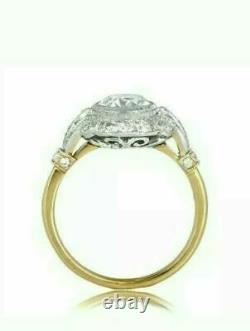 14K Yellow Gold Over Vintage Antique Engagement Art Deco Ring 1.54 Ct Diamond