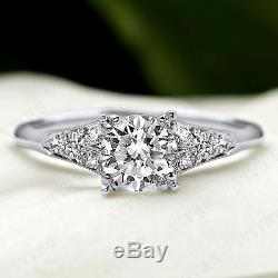 14k Solid White Finish Gold Vintage Engagement Wedding Ring 1.20ct Round Diamond