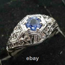 14k White Gold Over Vintage Antique Art Deco Engagement Gift Ring 2.7Ct Diamond