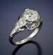 14k White Gold Over Vintage Geometric Late Art Deco Milgrain Ring 1.5ct Diamond