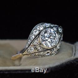 14k Yellow Gold FN 2.60Ct Round Diamond Vintage Antique Engagement Art Deco Ring