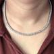 15ct 3mm White Diamonds Tennis Necklace- Great Sparkle! Free Diamond Studs