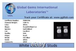 15Ct 3mm White Diamonds Tennis Necklace- Great Sparkle! FREE Diamond studs