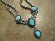16 1/2 Fine Vintage Navajo Sterling Silver Turquoise Hand Made Bead Necklace