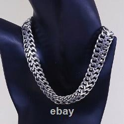16, 20mm, Vtg Sterling silver handmade necklace, 925 Double Curb Link Chain