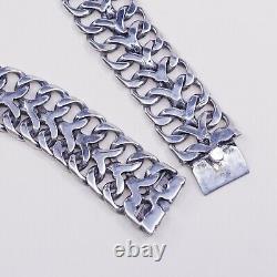 16, 20mm, Vtg Sterling silver handmade necklace, 925 Double Curb Link Chain