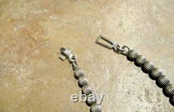 17 SPLENDID! Vintage Navajo Graduated Sterling Silver Fluted Bead Necklace