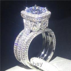 18K Rose Gold Vintage 3-In-1 Diamond Cz Ring Set 925 Sterling Silver Jewelry