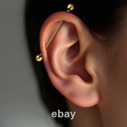 18K Yellow Gold Vintage Industrial Barbell Scaffold Piercing 14G Body