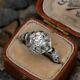1920's Antique Vintage Engagement Ring 1.9ct Round Diamond 14k White Gold Filled
