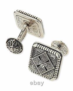 1920s Square Art Deco Vintage Men Stuf Cufflinks Set In 925 Real Sterling Silver