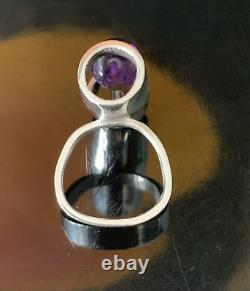 1960's Modernist Henning Ulrichsen Denmark Amethyst Sphere Ring Sterling Silver