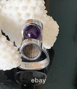 1960's Modernist Henning Ulrichsen Denmark Amethyst Sphere Ring Sterling Silver