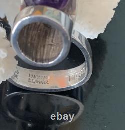 1960's Modernist Henning Ulrichsen Denmark Amethyst Sphere Ring Sterling Silver