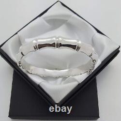 1963 Vintage 925 Sterling Silver Bamboo Design Hinged Bangle Bracelet