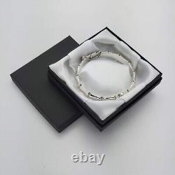 1963 Vintage 925 Sterling Silver Bamboo Design Hinged Bangle Bracelet